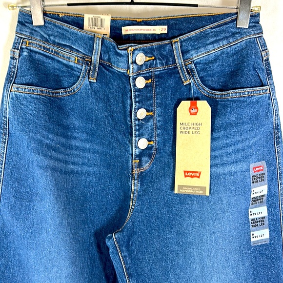 Levi’s Mile High Wide Leg Dark Wash Crop Jeans NWT Size 8 - Picture 4 of 6